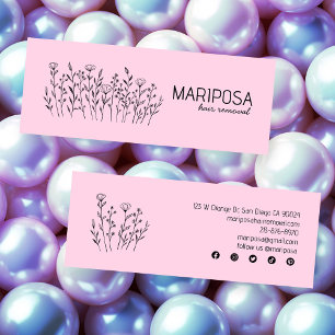 Wildflowers Elegant Line Art Custom Social Icons Mini Business Card