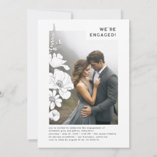 Wildflowers Elegant Modern Engagement Party Photo Invitation