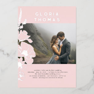 Wildflowers Elegant Modern Pink Wedding Photo