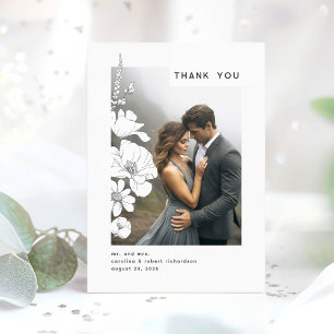 Wildflowers Elegant Modern Wedding Thank You Photo Card
