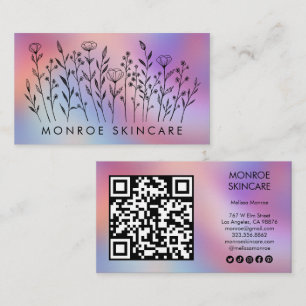 Wildflowers Elegant Rainbow QR Code Social Icons  Business Card