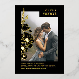 Wildflowers Elegant Romantic Black Wedding Photo