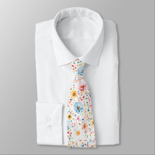 Wildflowers Elegant Romantic Pastel Groom's Tie