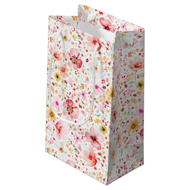 Wildflowers Elegant Romantic Summer Favours Small Gift Bag (Back Angled)