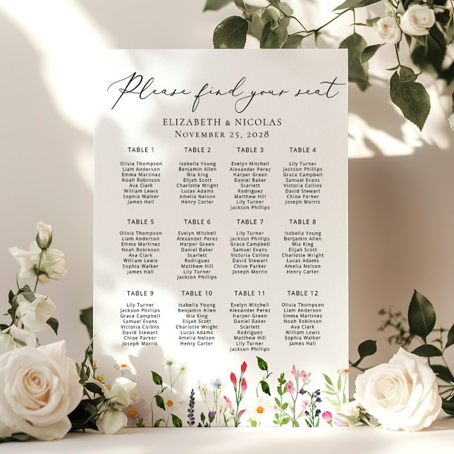 Wildflowers Elegant Wedding Seating Chart (Creator Uploaded)