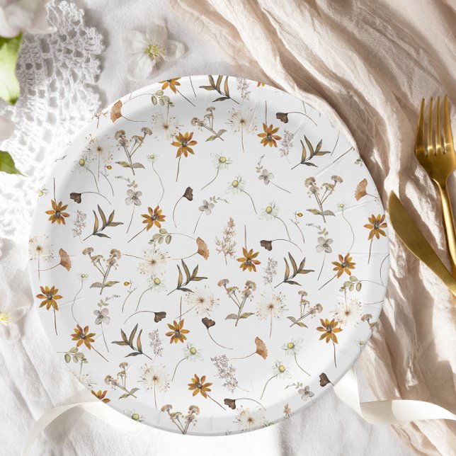 Wildflowers fall Floral Bridal Shower  Paper Plate (Creator Uploaded)