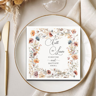 Wildflowers Fall in Love Elegant Wedding Napkin