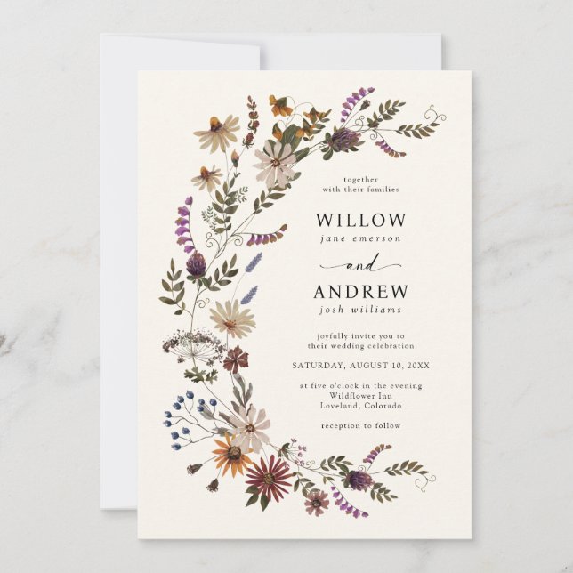 Wildflowers Fall Wedding Invitation (Front)