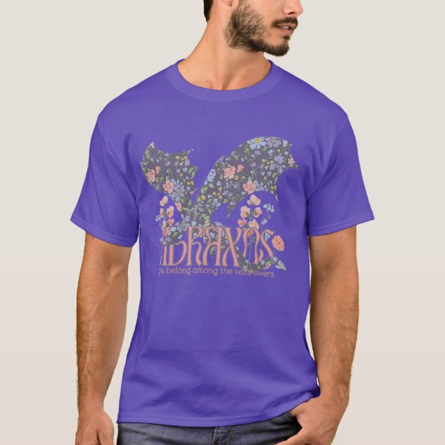 Wildflowers Fantasy Dragon Bookish Reader - modern T-Shirt (Front)