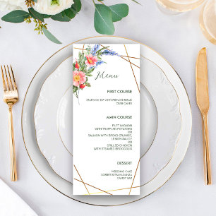 Wildflowers Faux Gold Foil Geometric Frame Rustic  Menu