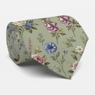Wildflowers Faux Silk English Garden Gentleman's Tie