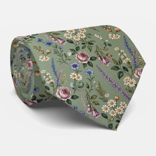 Wildflowers Faux Silk English Garden Gentleman's Tie