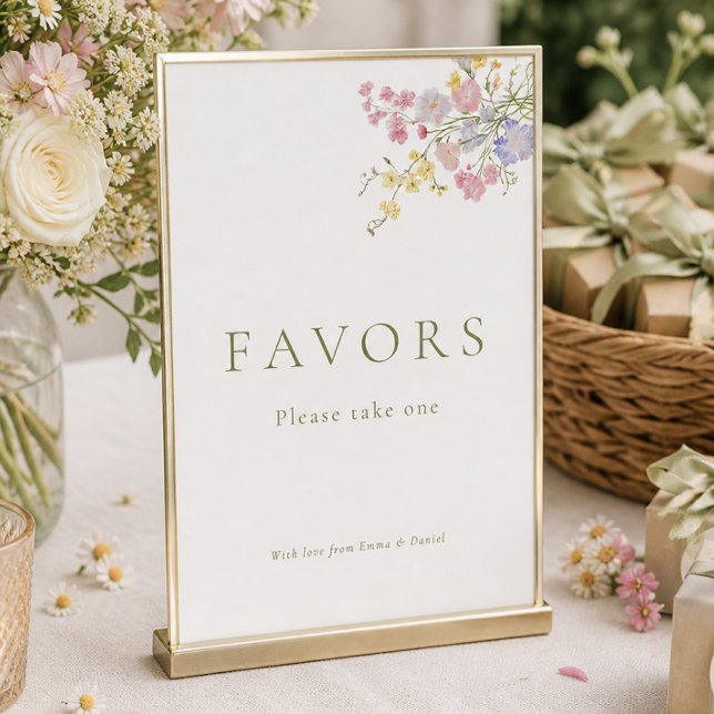 Wildflowers Favours Wedding Tabletop Sign  (Wildflowers Favors Wedding Tabletop Sign)
