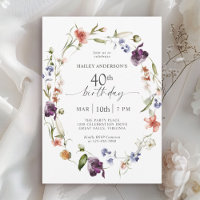 Wildflowers Feminine Floral 40th Birthday Party