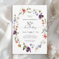 Wildflowers Feminine Floral 50th Birthday Party