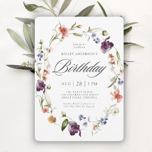 Wildflowers Feminine Floral Birthday Party Invitation