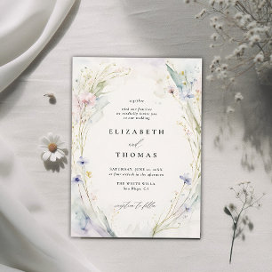 Wildflowers Fête Romantic Elegant Bohemian Wedding Invitation