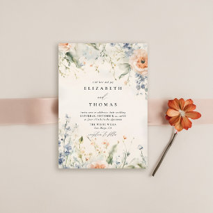 Wildflowers Fête Romantic Elegant Fall Wedding Invitation