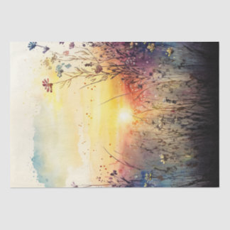 Wildflowers Field Watercolor Decoupage Tissue Paper
