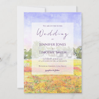 wildflowers  field  watercolour  invitation