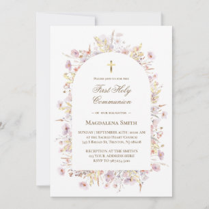 wildflowers First Holy Communion Invitation