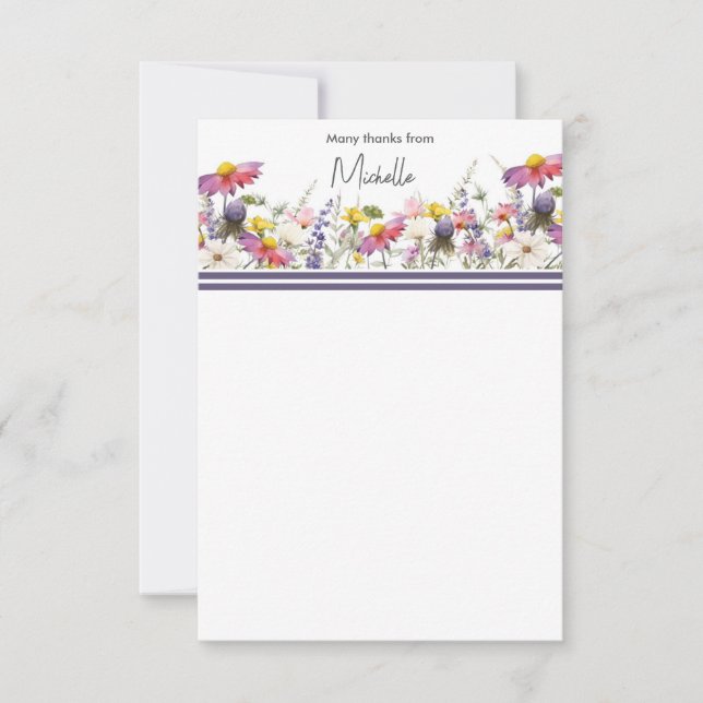 Wildflowers Flat Thank You Card (Front)