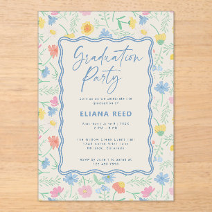 Wildflowers Floral Acrylic Graduation Invitation