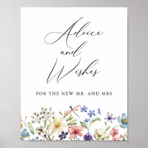 Wildflowers Floral Advices Wishes Bridal Shower Poster