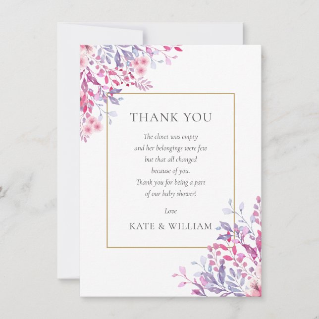 Wildflowers Floral Baby Shower Poem Thank You Card (Front)