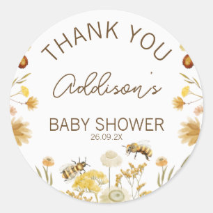 Wildflowers Floral Bee Baby Shower Favour Sticker