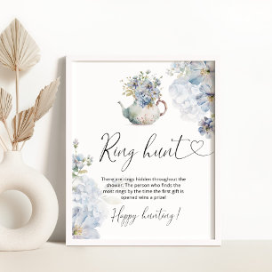 Wildflowers floral blue bring hunt bridal shower poster