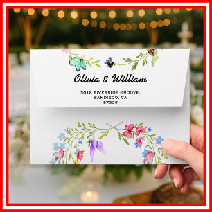 Wildflowers Floral   Boho Wedding Address Envelope