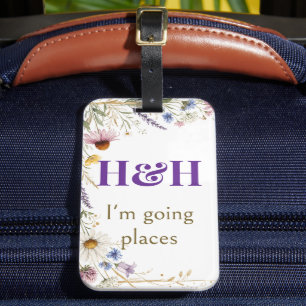 Wildflowers Floral Botanical, I'm Going Places Luggage Tag
