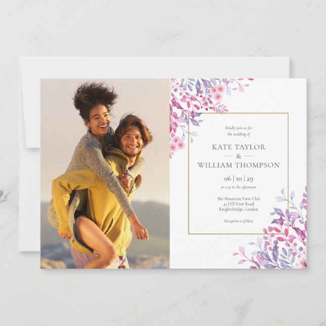 Wildflowers Floral Botanical Photos Wedding Invitation (Front)