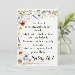 Wildflowers Floral Botanical, Psalm 28:7 Art Invitation