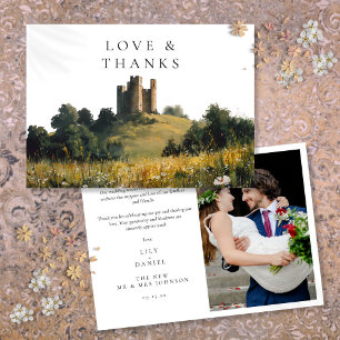 Wildflowers Floral Castle Wedding Photo Thank You Card