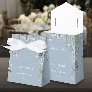 Wildflowers Floral Dusty Blue Wedding Favour Box