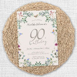 Wildflowers Floral Elegant 90th Birthday Party Invitation<br><div class="desc">Wildflowers Floral Elegant 90th Birthday Party Invitation. Celebrate life's beauty with our elegant birthday design featuring captivating wildflowers. Embrace the charm of nature with delicate floral elements that add a touch of sophistication to your celebration. This design captures the essence of joy and elegance, making it perfect for any birthday...</div>
