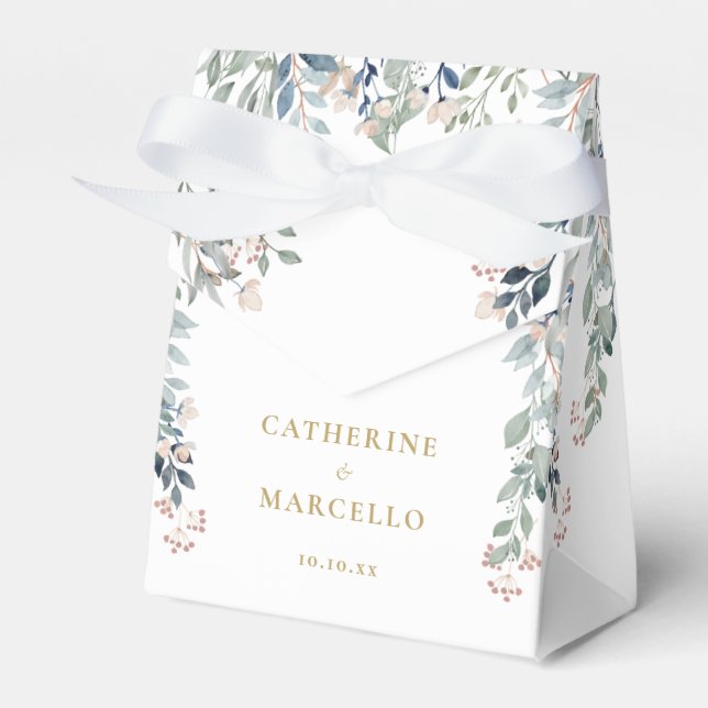 Wildflowers Floral Elegant Gold Wedding Favour Box (Front Side)