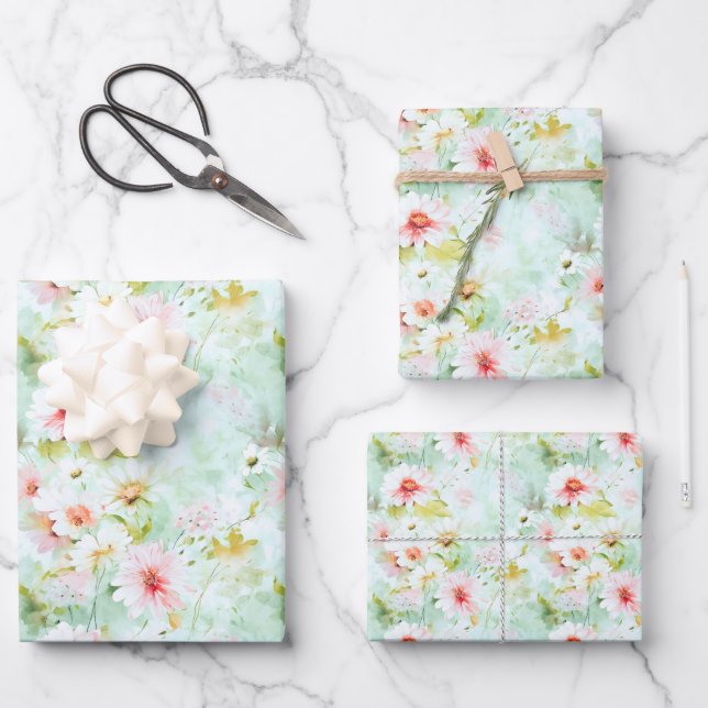 Wildflowers Floral Elegant Meadow Wrapping Paper Sheet (Front)