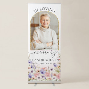 Wildflowers Floral Funeral Memorial Picture Photo Retractable Banner