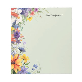 Wildflowers Floral Garden Personalised  Notepad