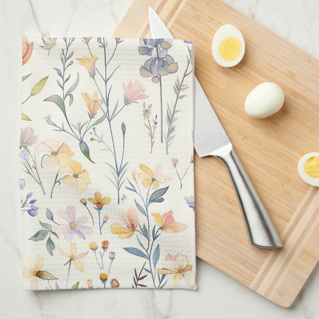 Wildflowers Floral Kitchen Tea Towel (Quarter Fold)