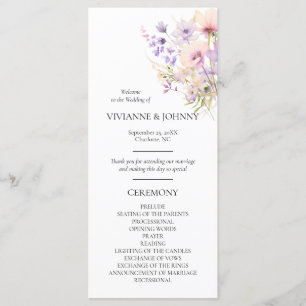Wildflowers Floral Lavender Purple Violet Ceremony Programme