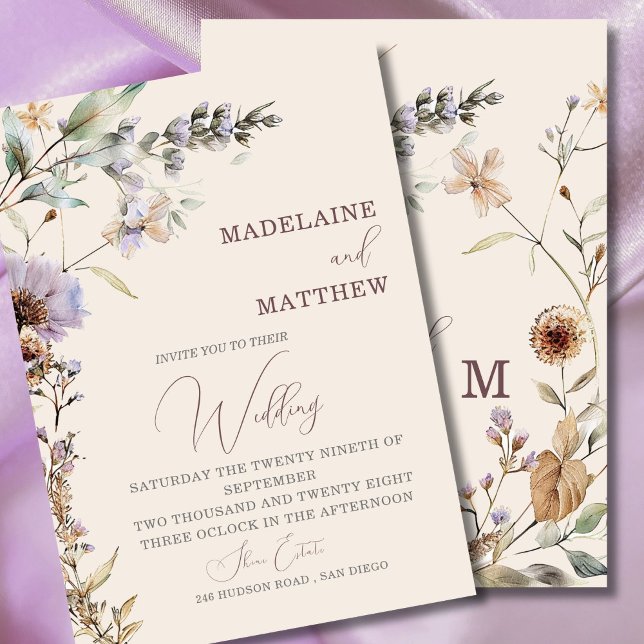 Wildflowers Floral Modern Elegant Wedding Invitation (Creator Uploaded)