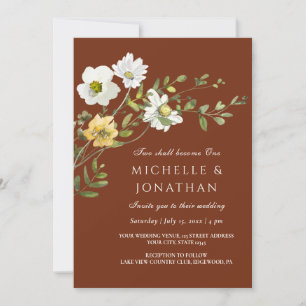 Wildflowers Floral on Terracotta Christian Wedding Invitation