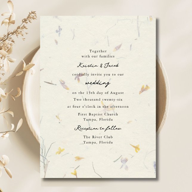 Wildflowers Floral Paper Modern Digital Wedding Invitation (Wildflowers Floral Paper Modern Digital Wedding Invitation)
