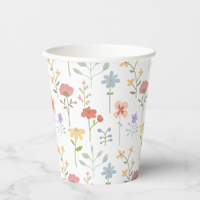 Wildflowers Floral Pattern Paper Cups (Front)