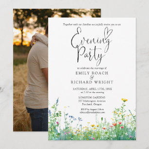 Wildflowers Floral Photo Wedding Evening Party Invitation