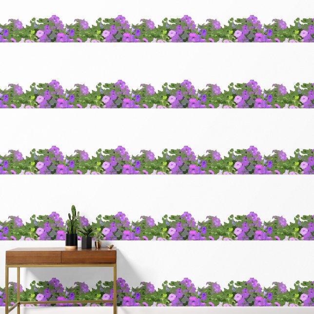 Wildflowers Floral Purple Violet Green Leaves Cool Wallpaper (Hallway)